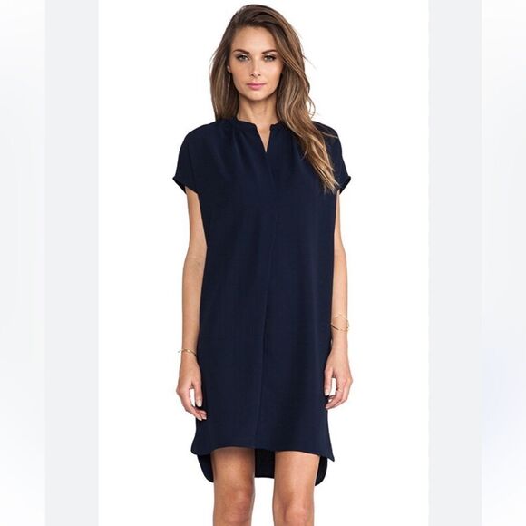 Vince Popover Dress in Deepest Indigo with Pockets - Picture 2 of 3